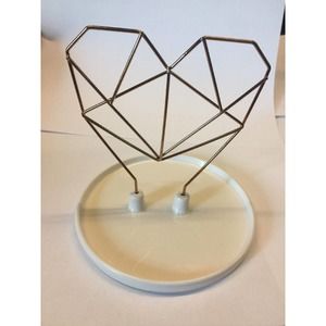 Jewelry Holder IMM Living Coxet Wire Heart Ceramic Ring Plate Copper Vanity NEW